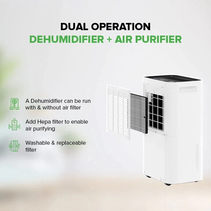 Kompaktní odvlhčovač MyCond Roomer Hepa 25 v moderním obytném prostoru.