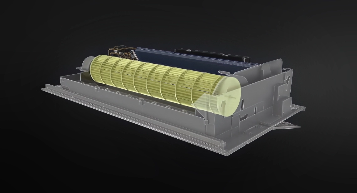 MyCond 1-cestná kazeta vnitřní struktura ventilátoru