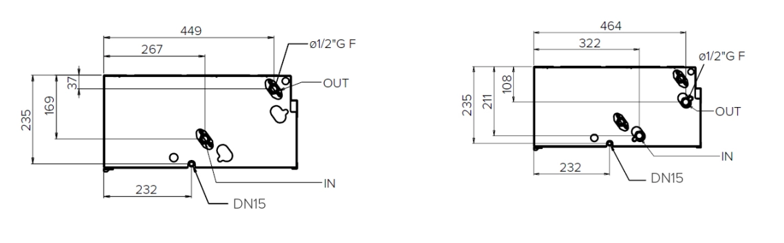 MyCond HPL Diagram zobrazující distribuci vzduchu a regulační mechanismy ve středních kanálových fan-coilech ESP.