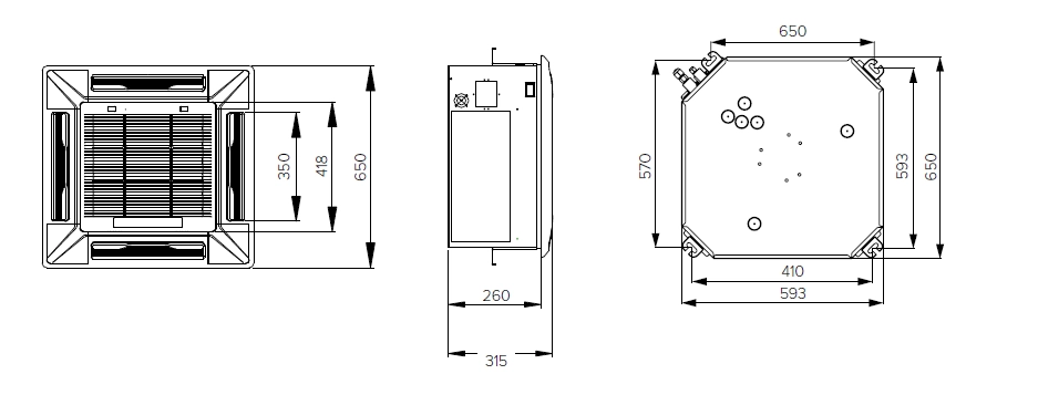 MyCond MCFK-T2 Kompaktní stropní ventilátorová jednotka pro účinnou distribuci vzduchu.