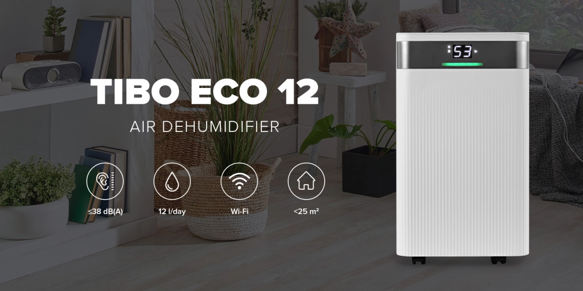 MyCond TIBO Eco 12 Kompaktní ekologický odvlhčovač vzduchu pro domácnosti.