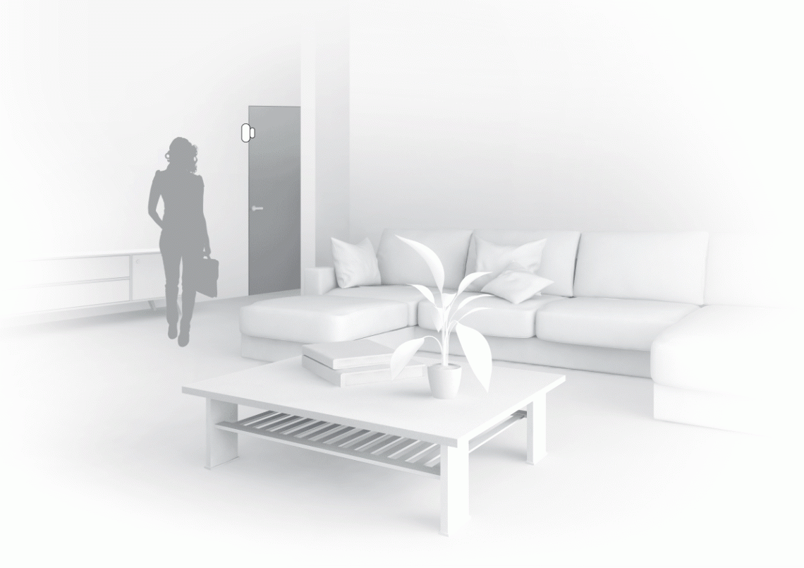 MyCond Dveřní senzor Zigbee monitorující zabezpečení domácnosti.
