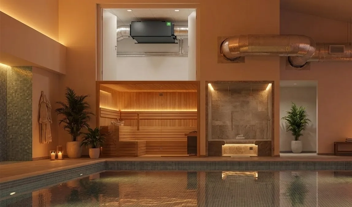 Požadavky na prostor pro kanálový odvlhčovač MSHA(C): technická místnost, vzduchovody, prostor a nepřetržitý provoz